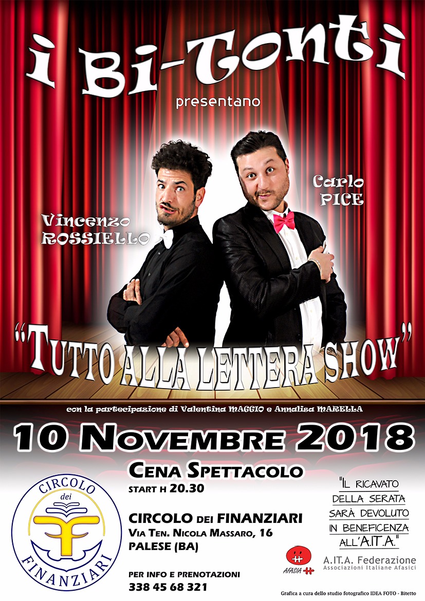 Sabato 10 Novembre 2018: Spettacolo Teatrale c/o Circolo dei Finanzari